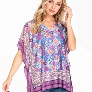 Multiples Blue Purple Poncho And Cami Set Large (5680)